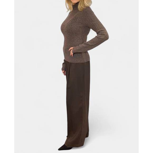 NEW SPRWMN heavy cashmere mock neck sweater in truffle - Picture 2 of 4